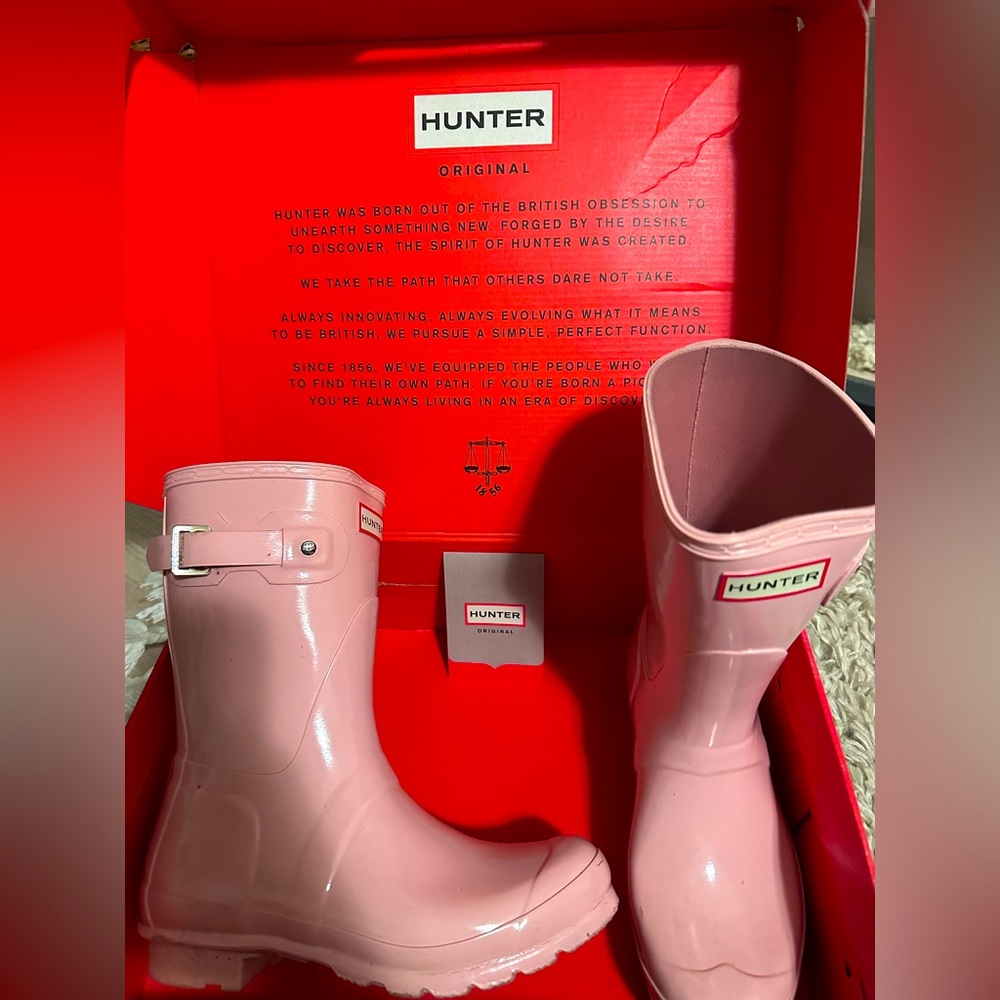 Pink hunter rain boots